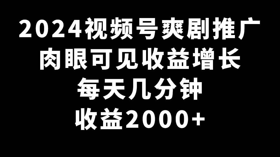 （9028期）2024视频号爽剧推广，肉眼可见的收益增长，每天几分钟收益2000+-哔搭谋事网-原创客谋事网