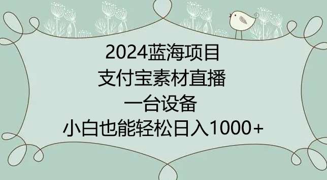 2024年蓝海项目，支付宝素材直播，无需出境，小白也能日入1000+ ，实操教程【揭秘】-哔搭谋事网-原创客谋事网