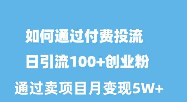 （10189期）如何通过付费投流日引流100+创业粉月变现5W+-哔搭谋事网-原创客谋事网