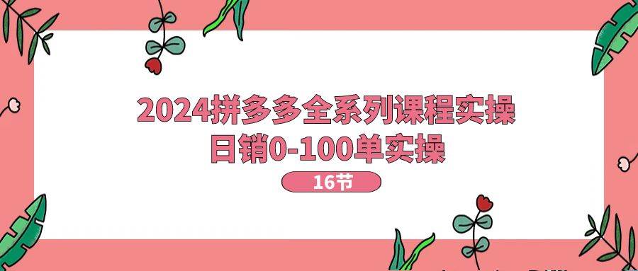 （11222期）2024拼多多全系列课程实操，日销0-100单实操【16节课】-哔搭谋事网-原创客谋事网