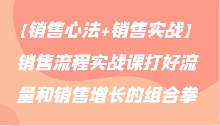 【销售心法+销售实战】销售流程实战课打好流量和销售增长的组合拳-哔搭谋事网-原创客谋事网