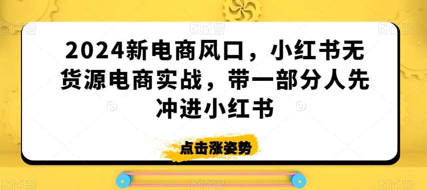 2024新电商风口，小红书无货源电商实战，带一部分人先冲进小红书-哔搭谋事网-原创客谋事网