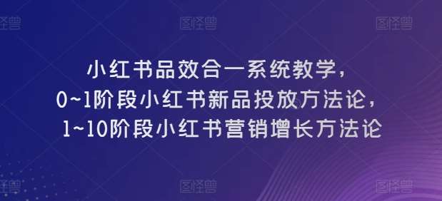 小红书品效合一系统教学，​0~1阶段小红书新品投放方法论，​1~10阶段小红书营销增长方法论-哔搭谋事网-原创客谋事网