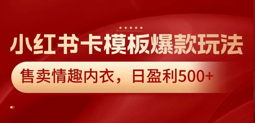 小红书卡模板爆款玩法，售卖情趣内衣，日盈利500+【揭秘】-哔搭谋事网-原创客谋事网