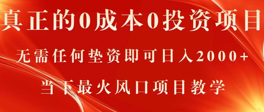 （11387期）真正的0成本0投资项目，无需任何垫资即可日入2000+，当下最火风口项目教学-哔搭谋事网-原创客谋事网