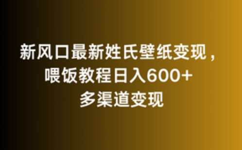 新风口最新姓氏壁纸变现，喂饭教程日入600+【揭秘】-哔搭谋事网-原创客谋事网