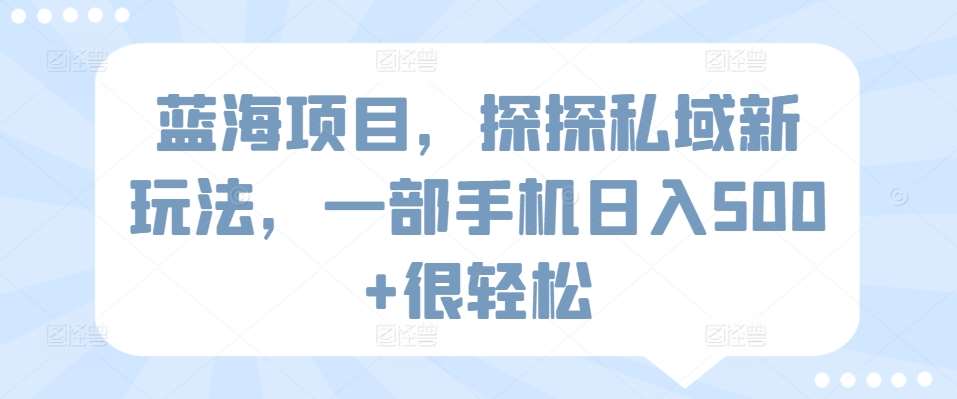 蓝海项目，探探私域新玩法，一部手机日入500+很轻松【揭秘】-哔搭谋事网-原创客谋事网