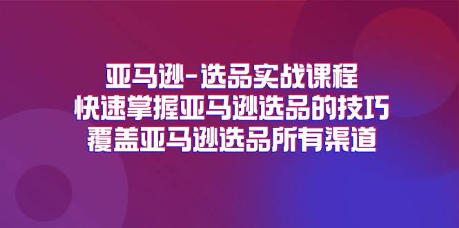 （11620期）亚马逊-选品实战课程，快速掌握亚马逊选品的技巧，覆盖亚马逊选品所有渠道-哔搭谋事网-原创客谋事网