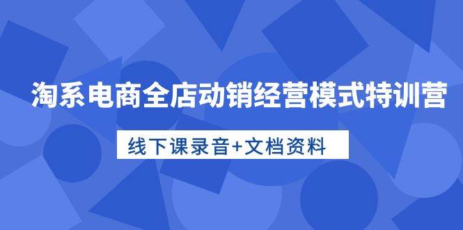 （10192期）淘系电商全店动销经营模式特训营，线下课录音+文档资料-哔搭谋事网-原创客谋事网