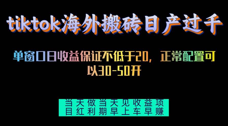 （13079期）tiktok海外搬砖项目单机日产过千当天做当天见收益-哔搭谋事网-原创客谋事网