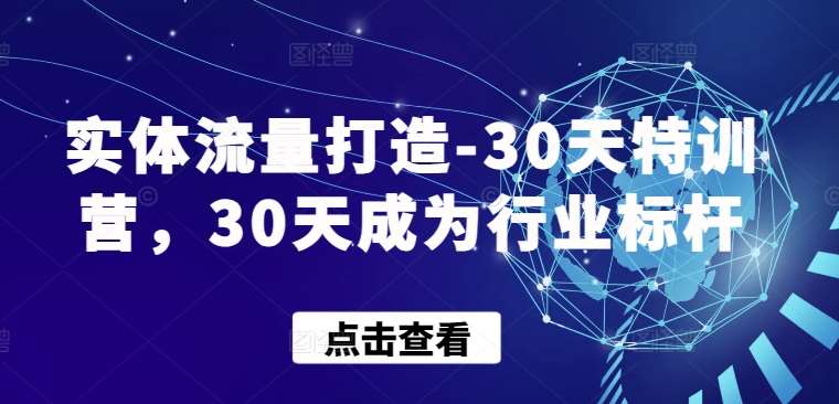 实体流量打造-30天特训营，30天成为行业标杆-哔搭谋事网-原创客谋事网