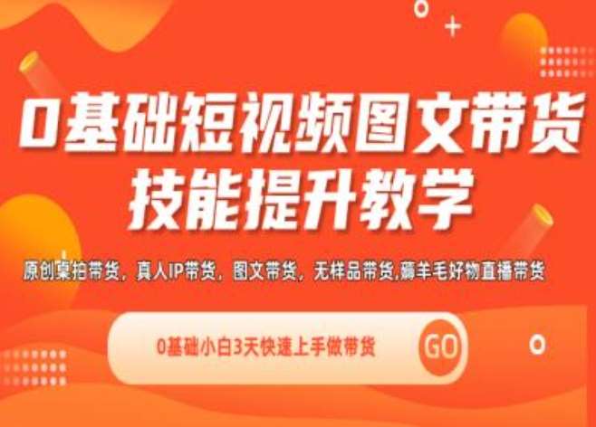 0基础短视频图文带货实操技能提升教学(直播课+视频课),0基础小白3天快速上手做带货-哔搭谋事网-原创客谋事网