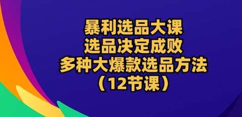 暴利选品大课：选品决定成败，教你多种大爆款选品方法(12节课)-哔搭谋事网-原创客谋事网