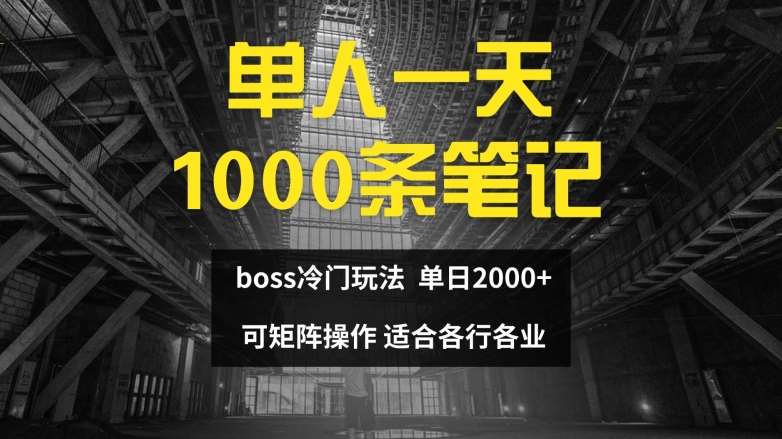 单人一天1000条笔记，日入2000+，BOSS直聘的正确玩法【揭秘】-哔搭谋事网-原创客谋事网