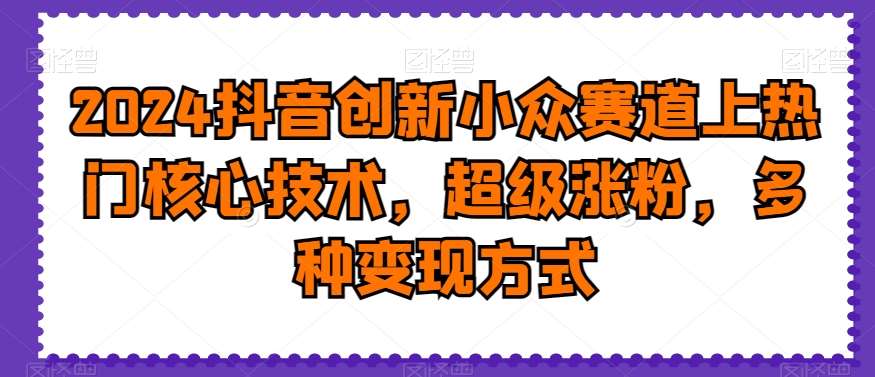 2024抖音创新小众赛道上热门核心技术，超级涨粉，多种变现方式【揭秘】-哔搭谋事网-原创客谋事网