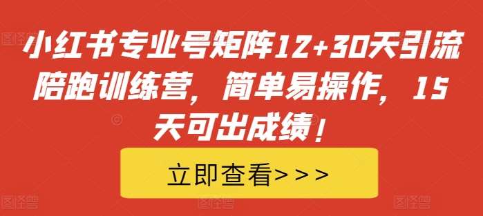 小红书专业号矩阵12+30天引流陪跑训练营，简单易操作，15天可出成绩!-哔搭谋事网-原创客谋事网