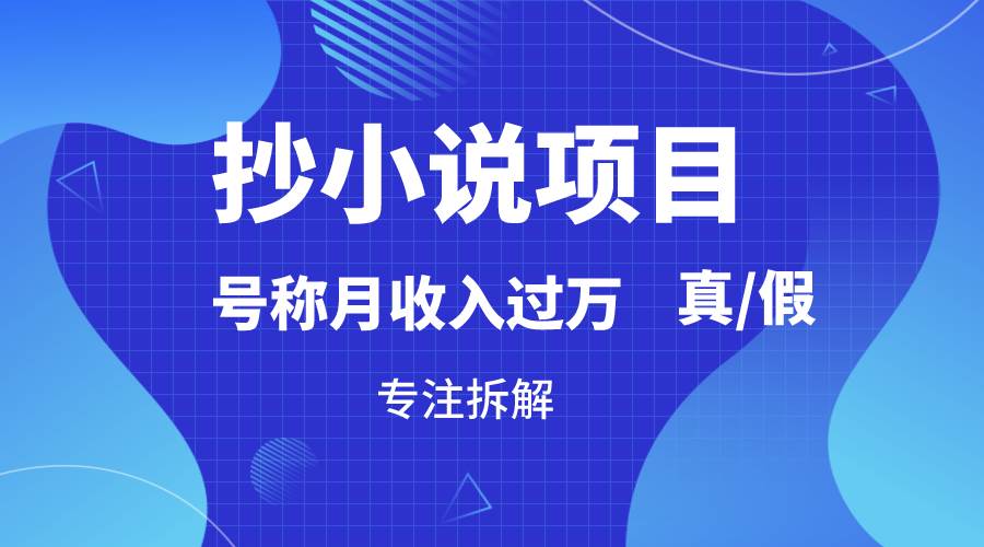 抄小说项目，号称月入过万，到底是否真实，能不能做，详细拆解-哔搭谋事网-原创客谋事网