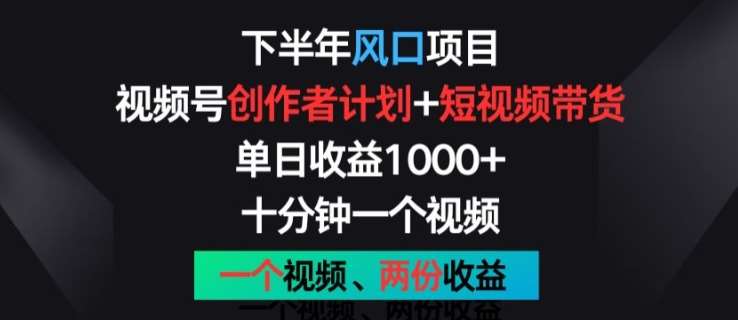 下半年风口项目，视频号创作者计划+视频带货，一个视频两份收益，十分钟一个视频【揭秘】-哔搭谋事网-原创客谋事网