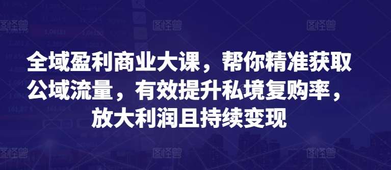 全域盈利商业大课，帮你精准获取公域流量，有效提升私境复购率，放大利润且持续变现-哔搭谋事网-原创客谋事网