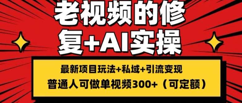 修复老视频的玩法，搬砖+引流的变现(可持久)，单条收益300+【揭秘】-哔搭谋事网-原创客谋事网