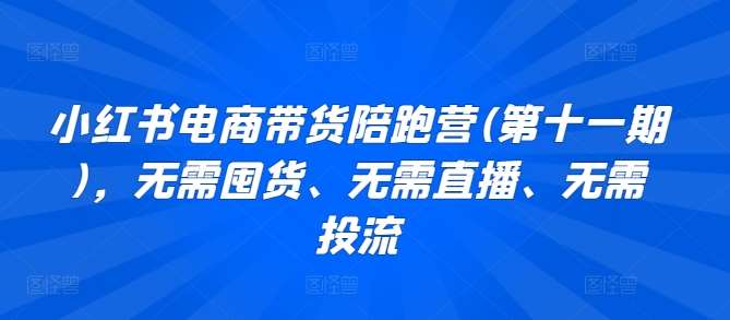 小红书电商带货陪跑营(第十一期)，无需囤货、无需直播、无需投流-哔搭谋事网-原创客谋事网