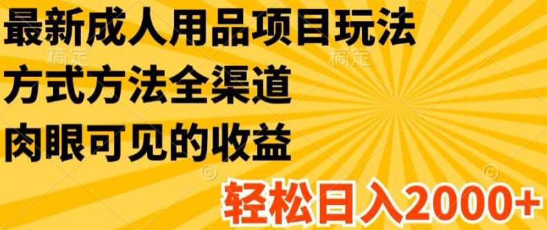 最新成人用品项目玩法，方式方法全渠道，轻松日入2K+【揭秘】-哔搭谋事网-原创客谋事网