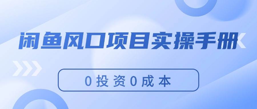 （11923期）闲鱼风口项目实操手册，0投资0成本，让你做到，月入过万，新手可做-哔搭谋事网-原创客谋事网