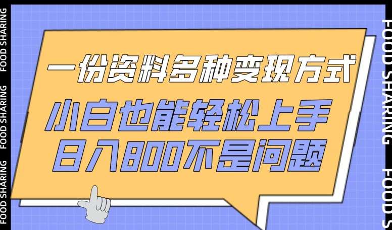 一份资料多种变现方式，小白也能轻松上手，日入800不是问题【揭秘】-哔搭谋事网-原创客谋事网