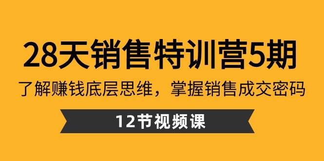 28天销售特训营5期：了解赚钱底层思维，掌握销售成交密码（12节课）-哔搭谋事网-原创客谋事网