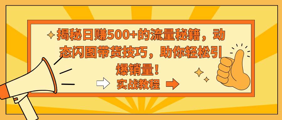 （9058期）揭秘日赚500+的流量秘籍，动态闪图带货技巧，助你轻松引爆销量！-哔搭谋事网-原创客谋事网