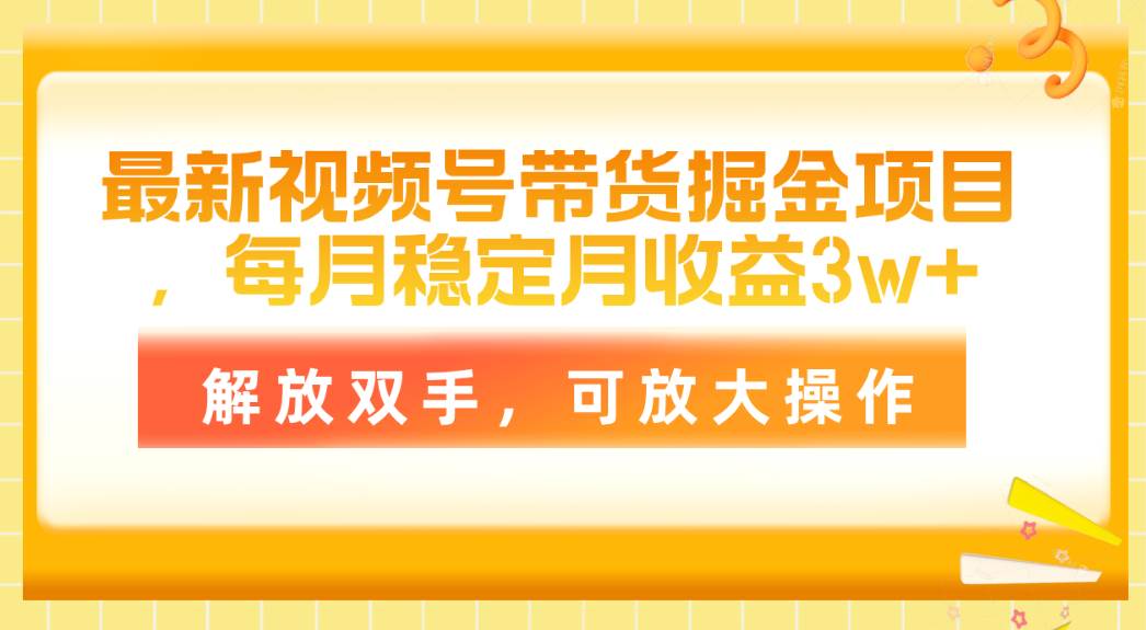 （11010期）最新视频号带货掘金项目，每月稳定月收益3w+，解放双手，可放大操作-哔搭谋事网-原创客谋事网