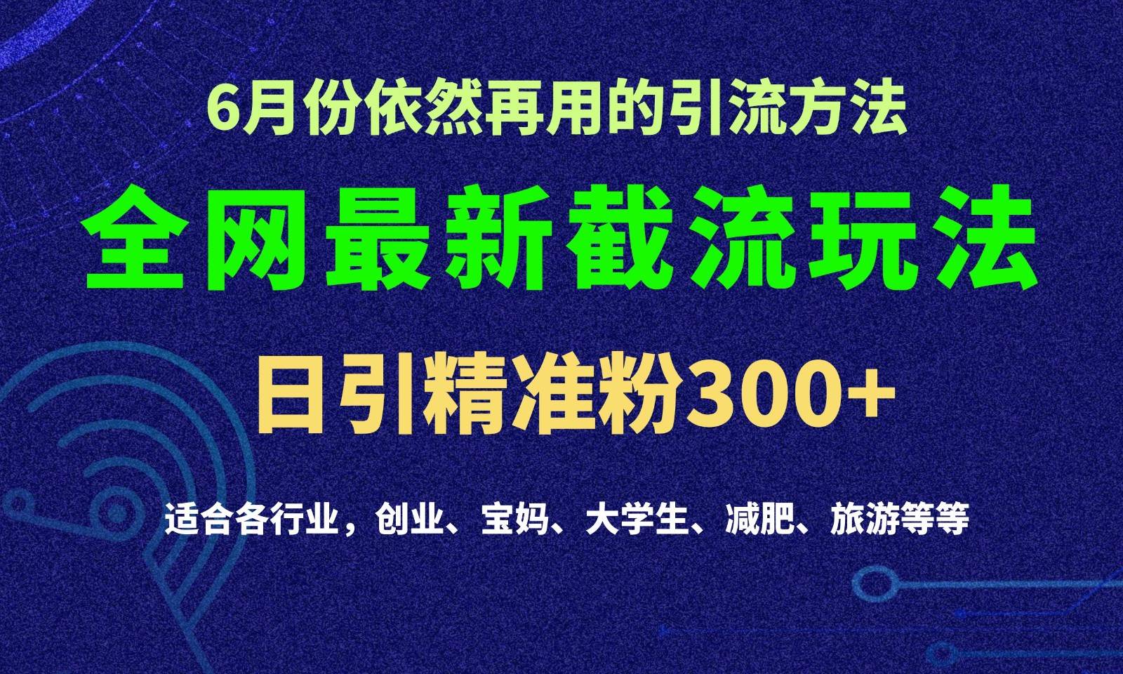 2024全网最新截留玩法，每日引流突破300+-哔搭谋事网-原创客谋事网