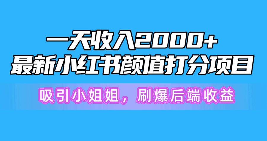 （10187期）一天收入2000+，最新小红书颜值打分项目，吸引小姐姐，刷爆后端收益-哔搭谋事网-原创客谋事网