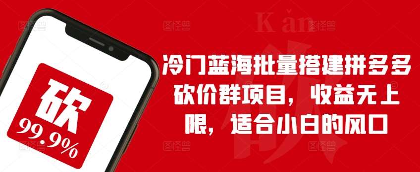 冷门蓝海批量搭建拼多多砍价群项目，收益无上限，适合小白的风口【揭秘】-哔搭谋事网-原创客谋事网