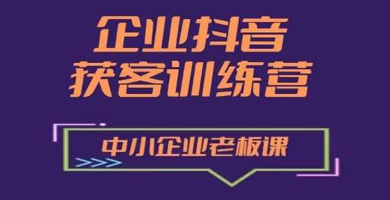 企业抖音营销获客增长训练营，中小企业老板必修课-哔搭谋事网-原创客谋事网