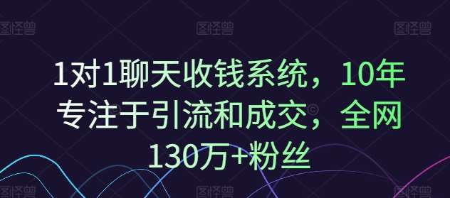 1对1聊天收钱系统，10年专注于引流和成交，全网130万+粉丝-哔搭谋事网-原创客谋事网