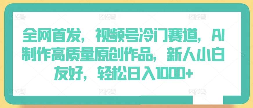 全网首发，视频号冷门赛道，AI制作高质量原创作品，新人小白友好，轻松日入1000+【揭秘】-哔搭谋事网-原创客谋事网