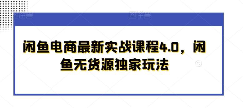 闲鱼电商最新实战课程4.0，闲鱼无货源独家玩法-哔搭谋事网-原创客谋事网