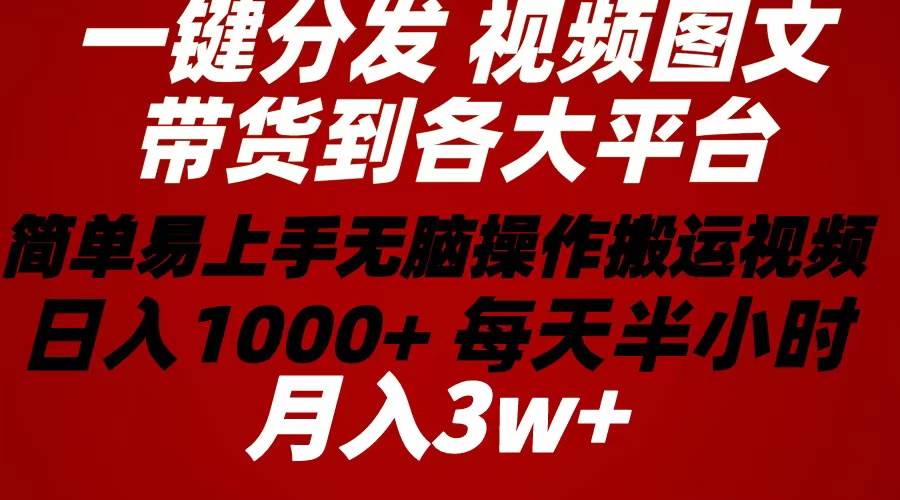 （10667期）2024年 一键分发带货图文视频  简单易上手 无脑赚收益 每天半小时日入1…-哔搭谋事网-原创客谋事网