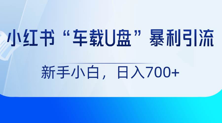 小红书“车载U盘”项目，暴利引流，新手小白轻松日入700+-哔搭谋事网-原创客谋事网