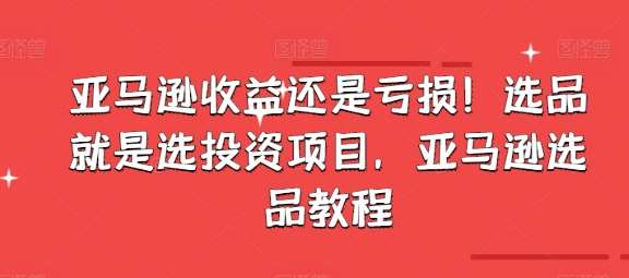 亚马逊收益还是亏损！选品就是选投资项目，亚马逊选品教程-哔搭谋事网-原创客谋事网