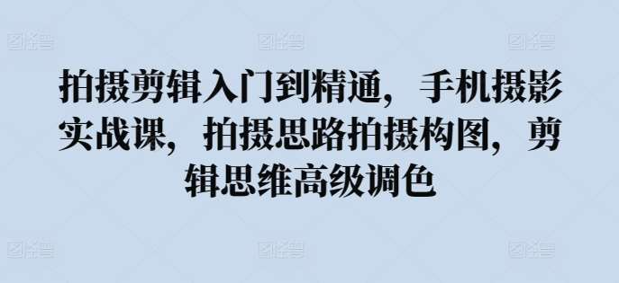 拍摄剪辑入门到精通，​手机摄影实战课，拍摄思路拍摄构图，剪辑思维高级调色-哔搭谋事网-原创客谋事网