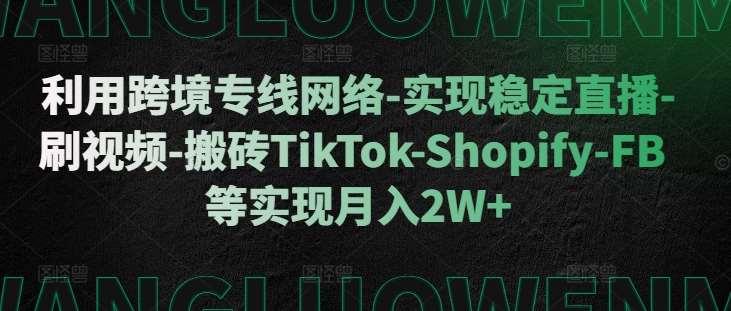 利用跨境专线网络-实现稳定直播-刷视频-搬砖TikTok-Shopify-FB等实现月入2W+【揭秘】-哔搭谋事网-原创客谋事网