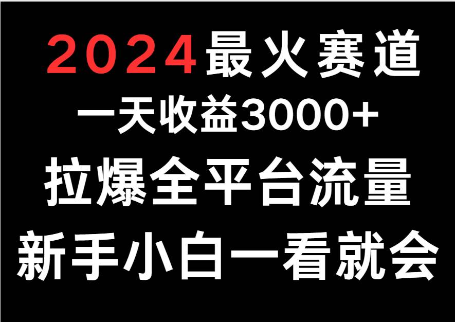 2024最火赛道，一天收一3000+.拉爆全平台流量，新手小白一看就会-哔搭谋事网-原创客谋事网