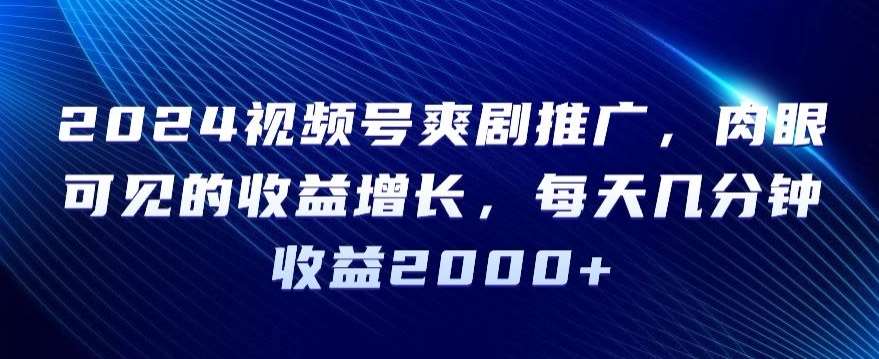 2024视频号爽剧推广，肉眼可见的收益增长，每天几分钟收益2000+【揭秘】-哔搭谋事网-原创客谋事网