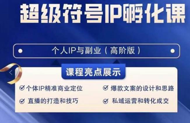 超级符号IP孵化高阶课，建立流量思维底层逻辑，打造属于自己IP（51节课）-哔搭谋事网-原创客谋事网