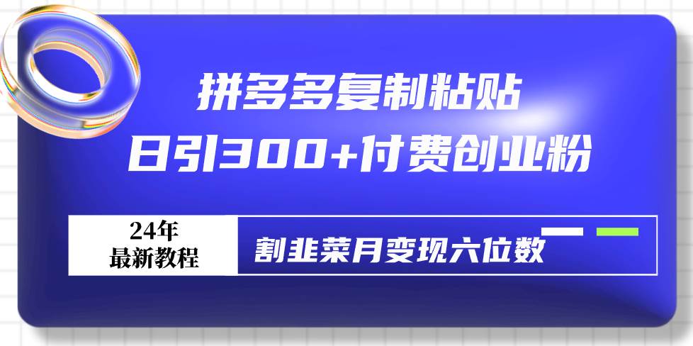 （9129期）拼多多复制粘贴日引300+付费创业粉，割韭菜月变现六位数最新教程！-哔搭谋事网-原创客谋事网