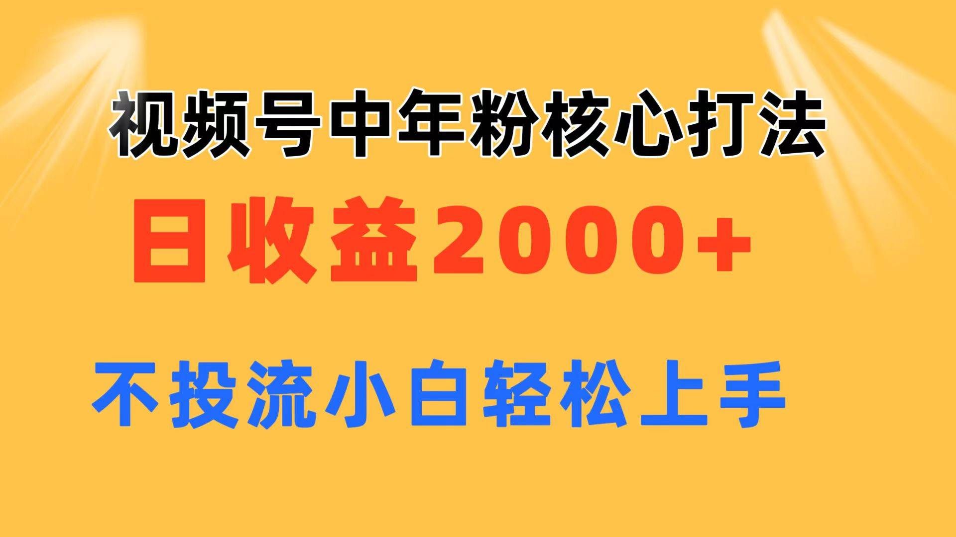 （11205期）视频号中年粉核心玩法 日收益2000+ 不投流小白轻松上手-哔搭谋事网-原创客谋事网