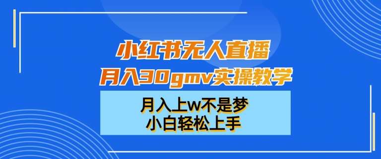 小红书无人直播月入30gmv实操教学，月入上w不是梦，小白轻松上手【揭秘】-哔搭谋事网-原创客谋事网