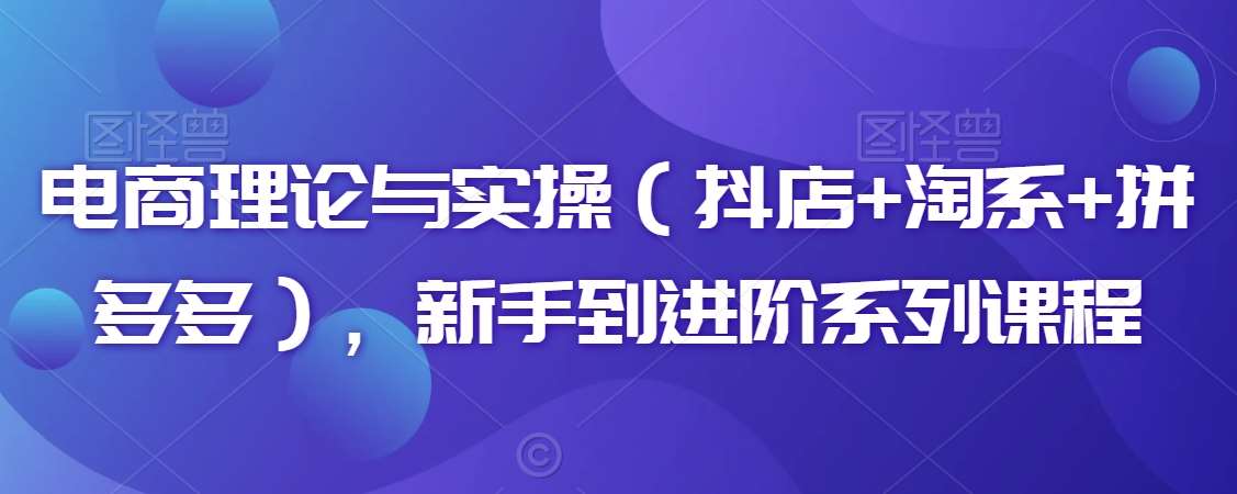 电商理论与实操（抖店+淘系+拼多多），新手到进阶系列课程-哔搭谋事网-原创客谋事网